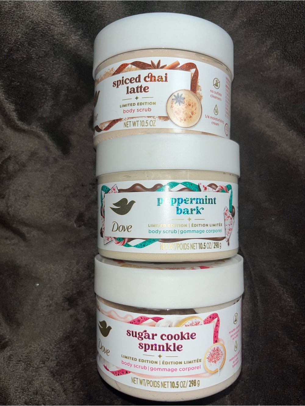3 Dove Holiday Limited Edition Body Scrubs, New